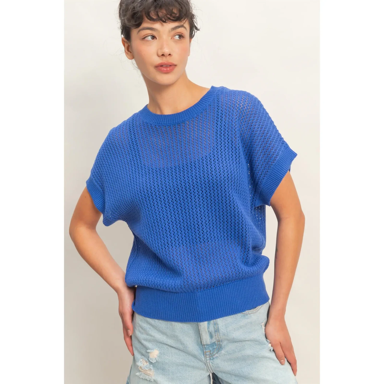 Haut à manches dolman en tricot ouvert